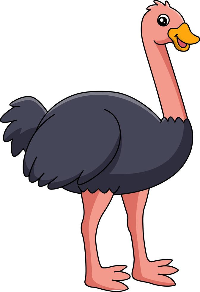 Ostrich Cartoon Clipart Vector Illustration