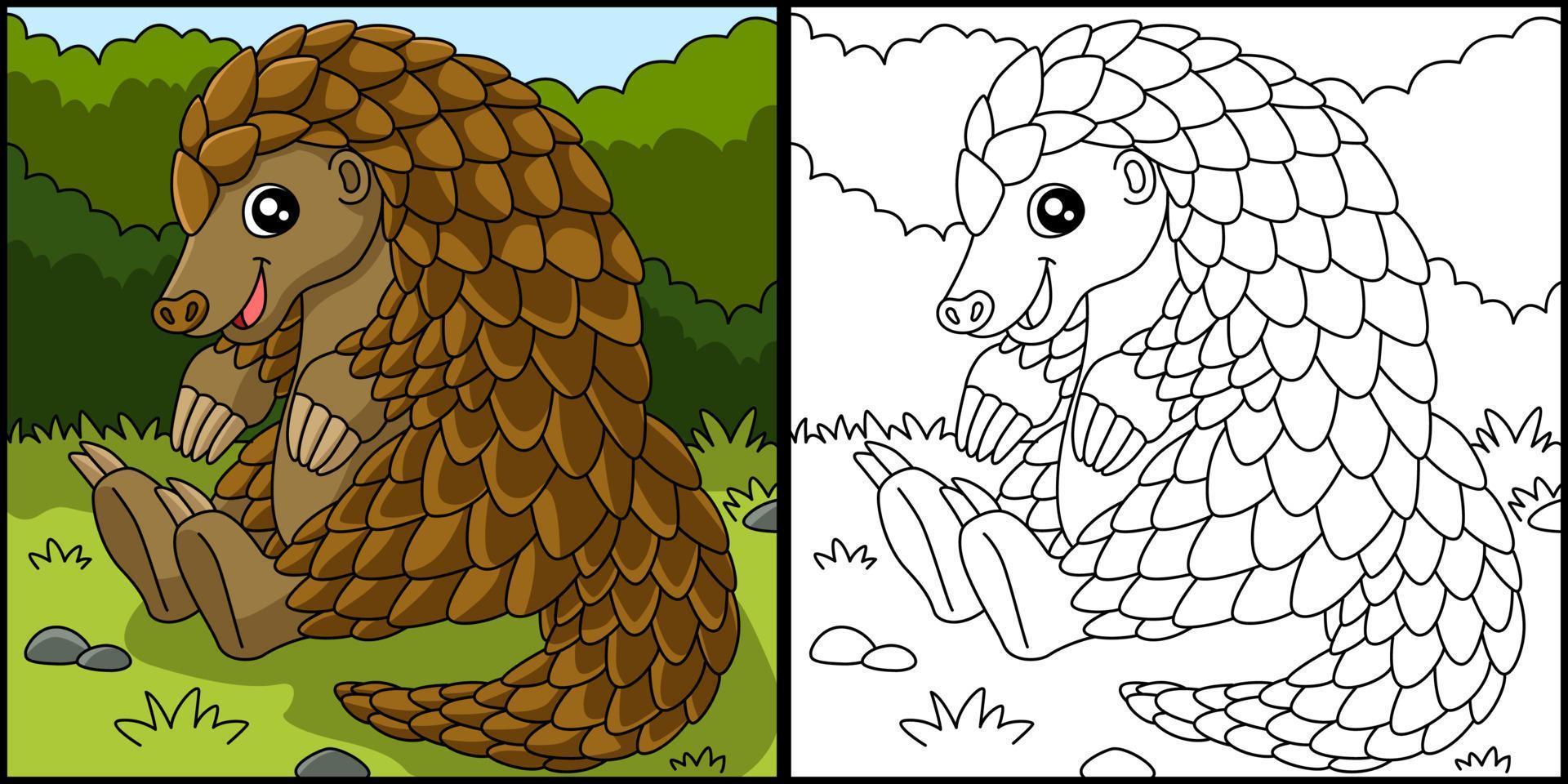 Pangolin Coloring Page Vector Illustration