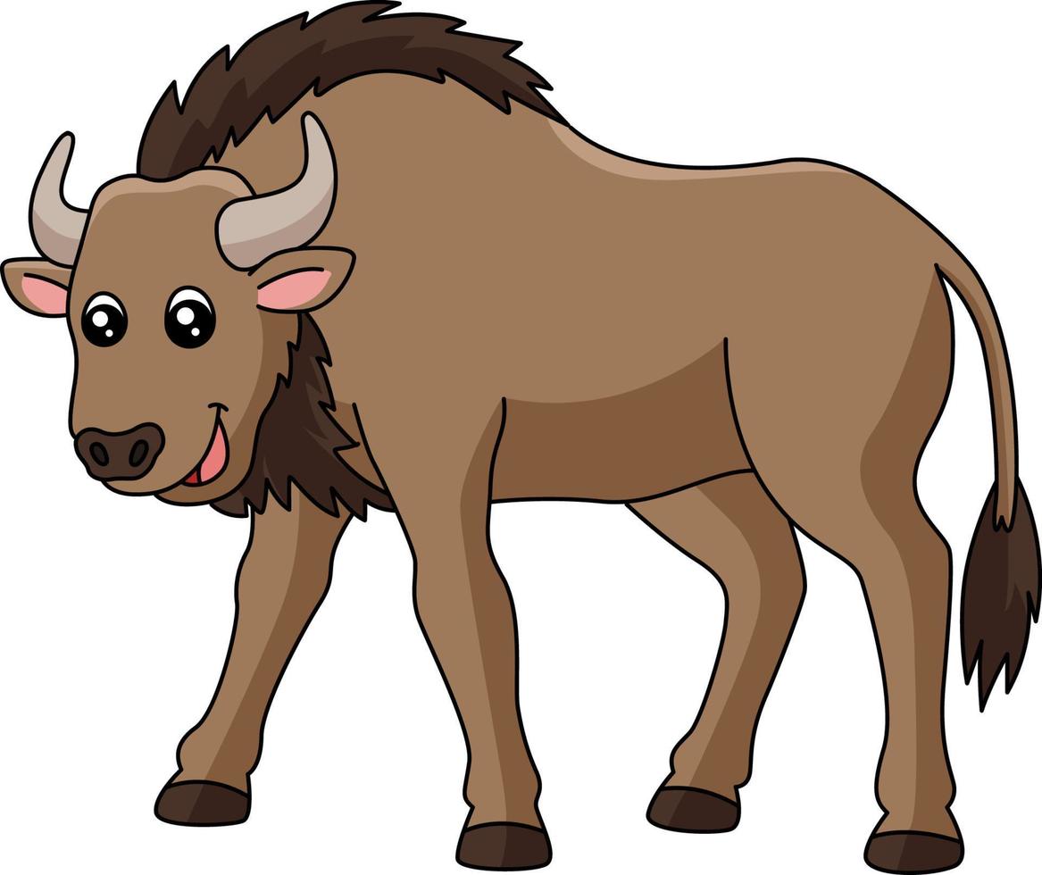 Wildebeest Cartoon Clipart Vector Illustration