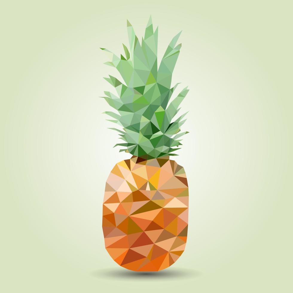 Pineapple, vector image on a square background. Pineapple triangulation technique. Label design element.