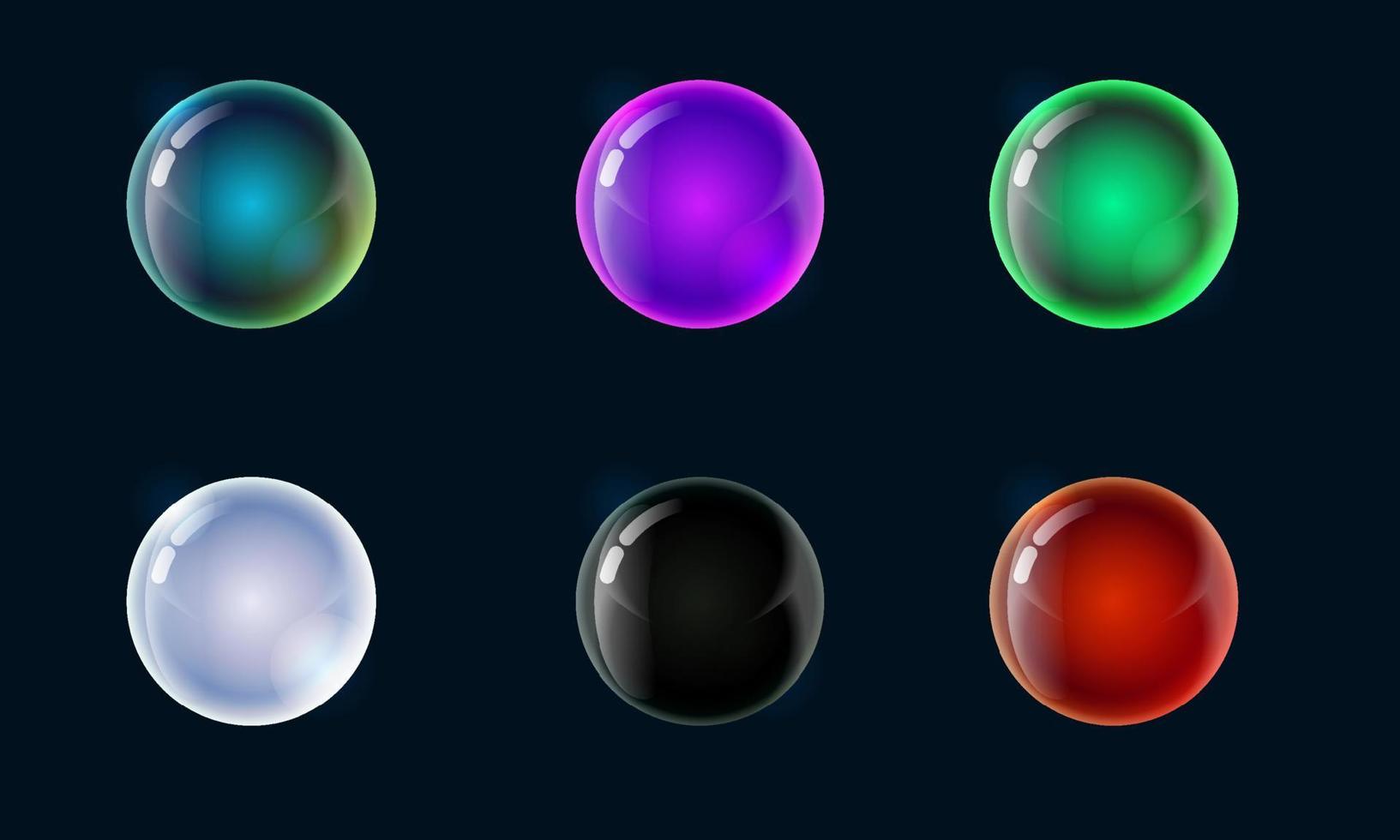 Funny cartoon colorful shiny bubbles, vector elements for game design. Magic ball of different colors