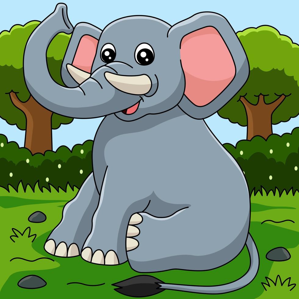 ilustración de color de vector de dibujos animados de elefante 5561687  Vector en Vecteezy