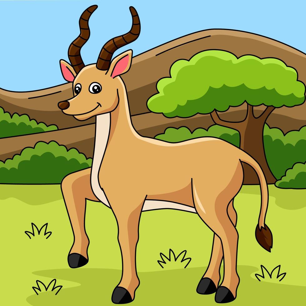 Antelope Cartoon Vector Colored Illustration