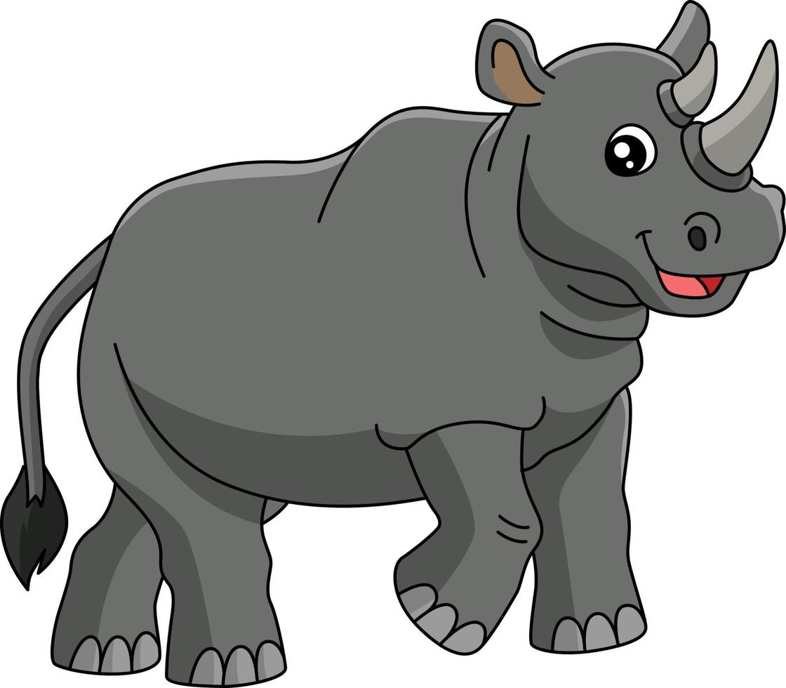 Ilustración de vector de imágenes prediseñadas de dibujos animados de rinoceronte