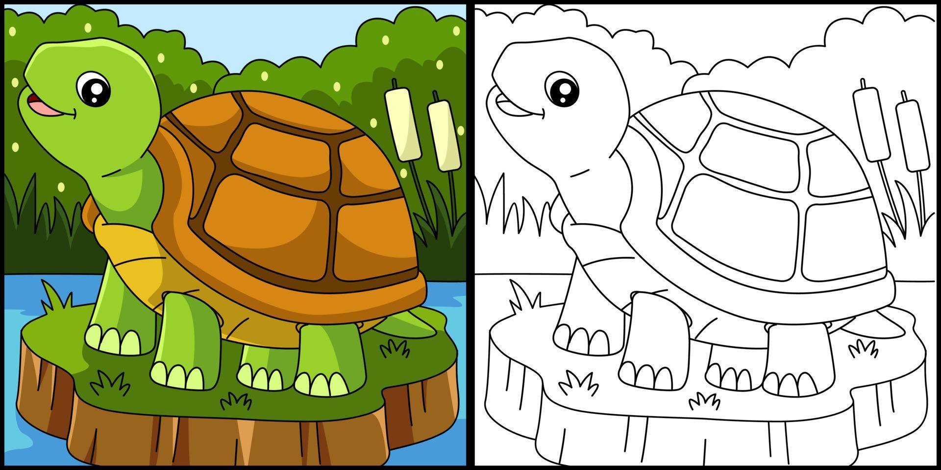 Ilustración de vector de página para colorear de tortuga