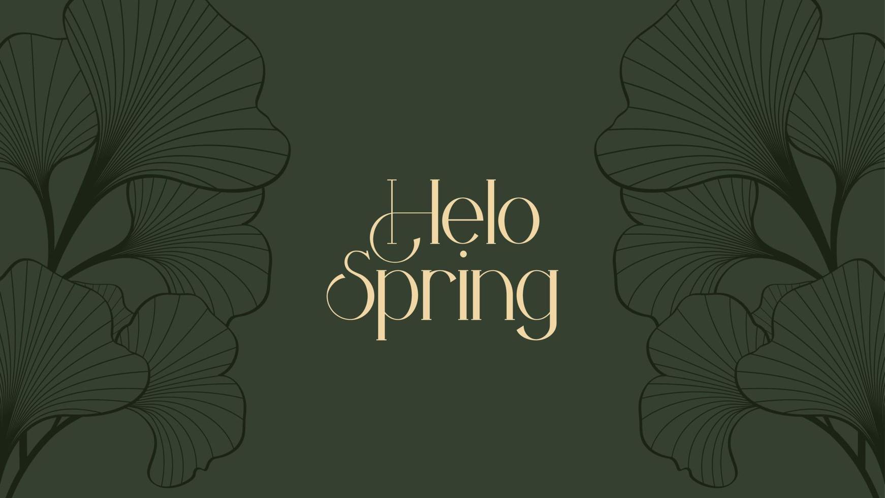 welcome spring and hello spring. ginkgo leaf background as greeting card. as a congratulatory poster or banner, wedding invitation. vector