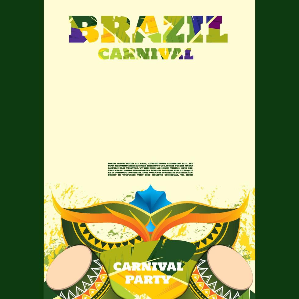 brazilian carnival party poster background. post background, banner poster, music event poster and party vector