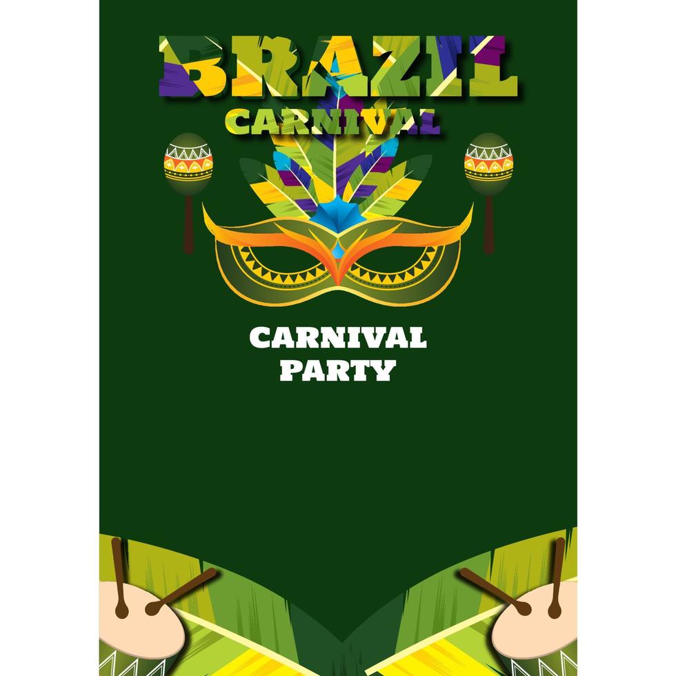 brazilian carnival party poster background. post background, banner poster, music event poster and party vector