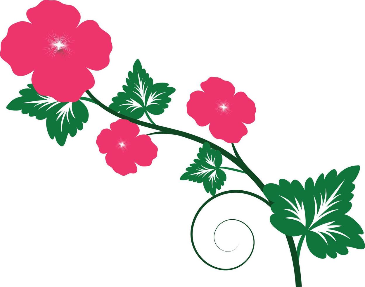 Elegant red rose with elegant green leaves. vector