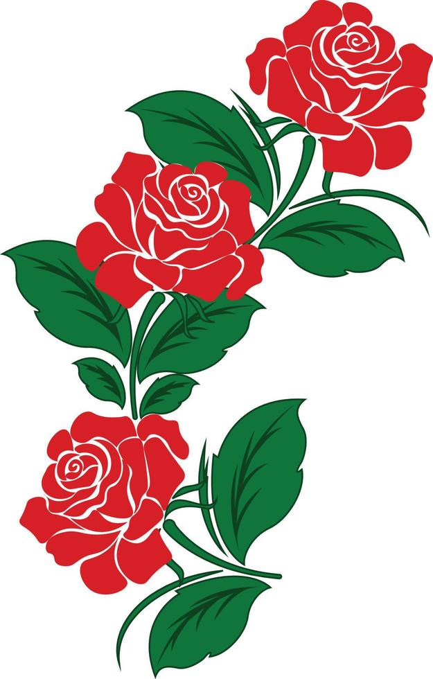 silhouettes of rose isolated on white background. Vector illustration.