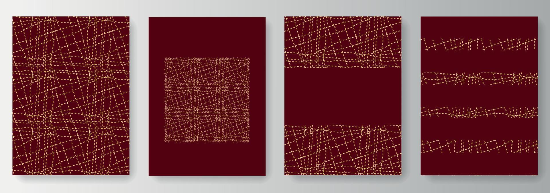 Collection of red backgrounds with golden elements vector