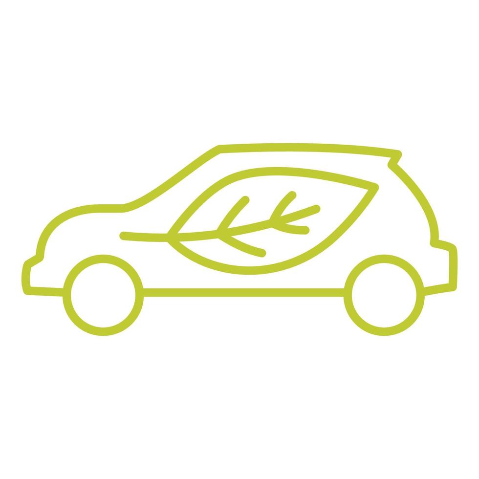 cero emisiones del tubo de escape. vehículo ecológico que utiliza biocombustible. vehículo eléctrico. concepto de coche ecológico unidad verde con símbolo de hoja vector