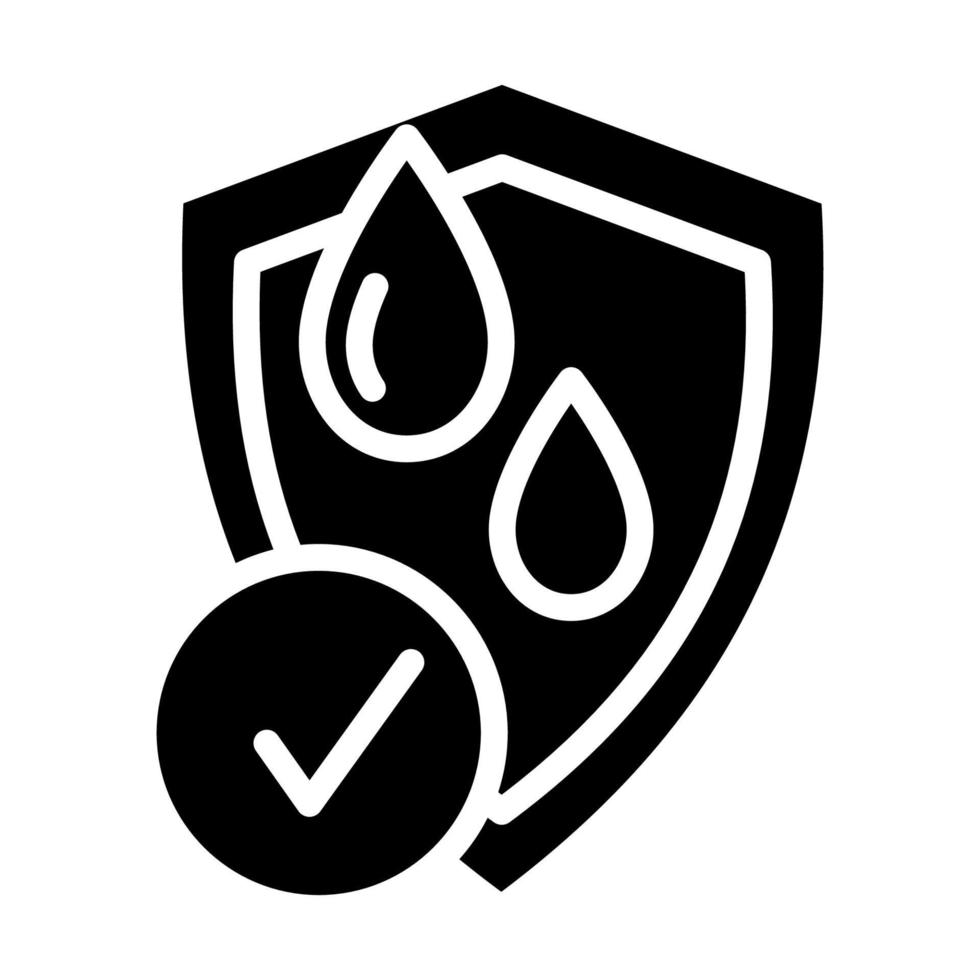 Waterproof, drop resistant. Shield with water drop. Liquid resistant. Save water. Oil safety. Shield sign. Rain protection. Pollution protection. Dripping liquid vector