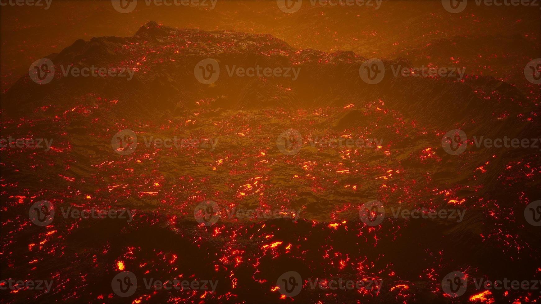 lava fields and hills at active volcano photo