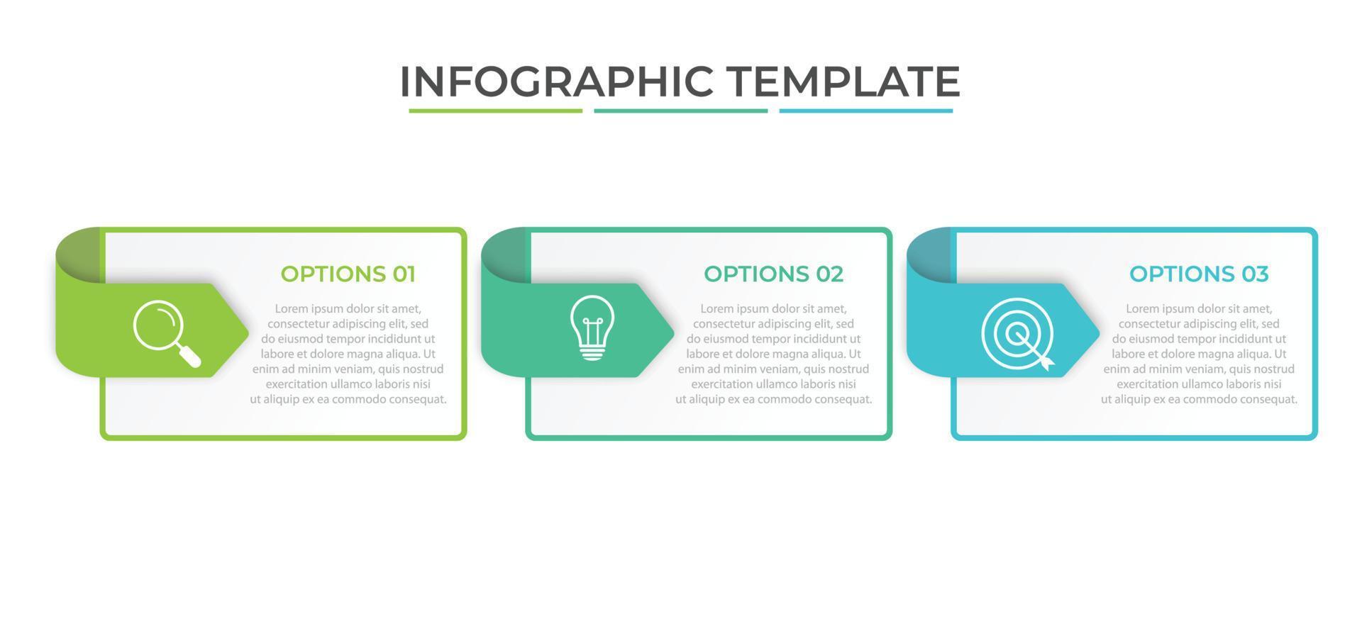 plantilla infográfica de negocios de presentación con 3 opciones. ilustración vectorial vector