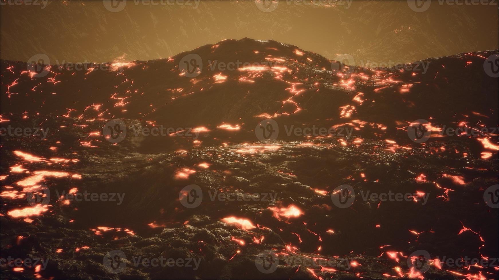 lava fields and hills at active volcano photo