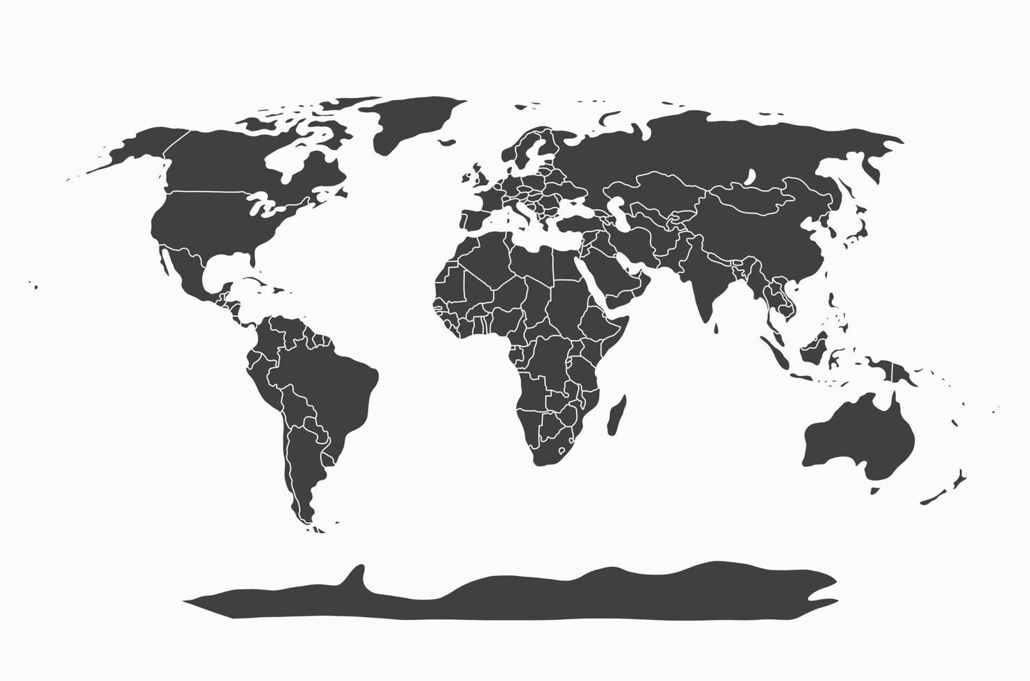 doodle freehand drawing of world map. vector