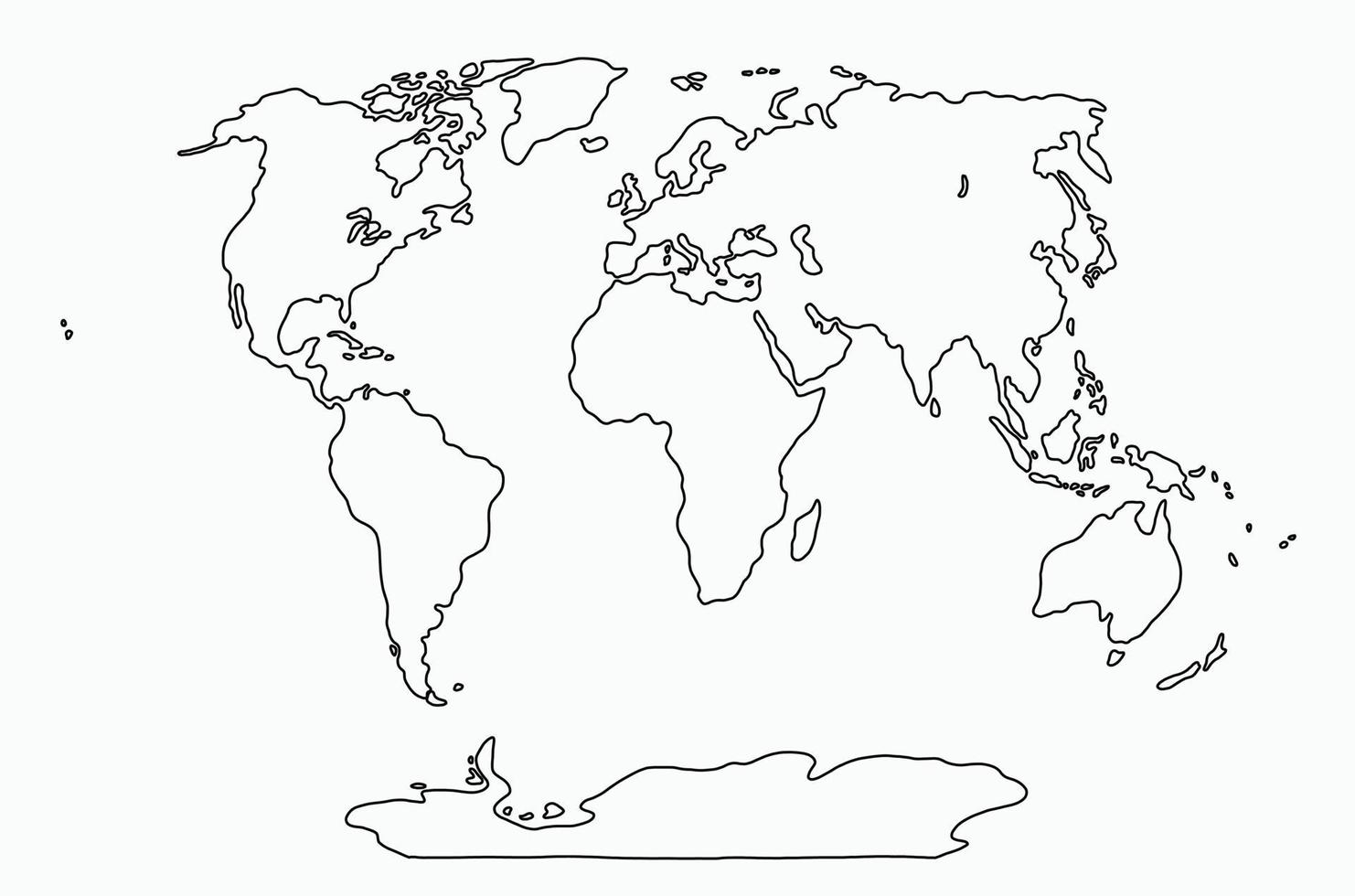 dibujo a mano alzada del mapa del mundo. vector