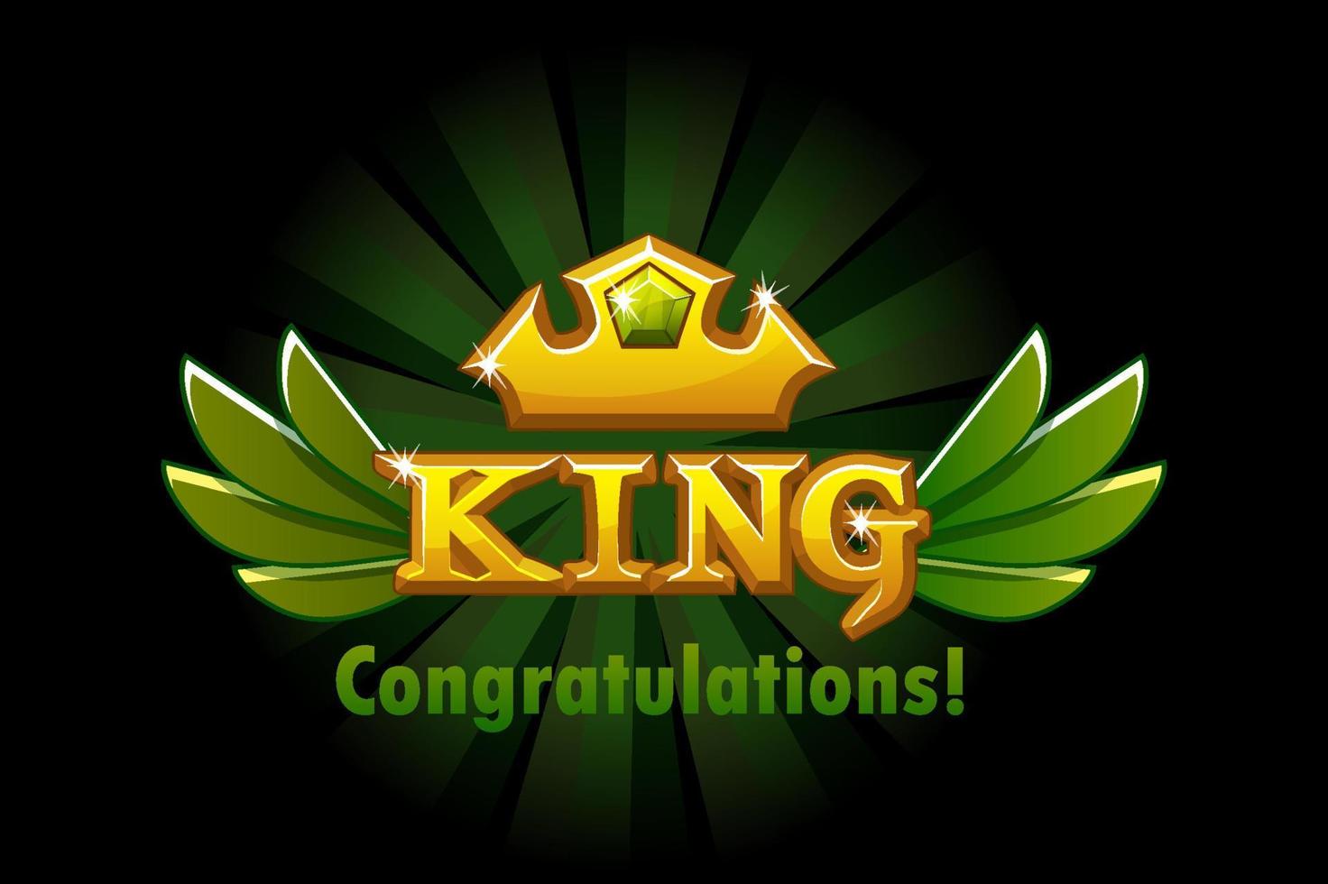 Congratulations and rewarding golden crown and logo. Golden crown and green leaves. Greeting card and lettering. vector