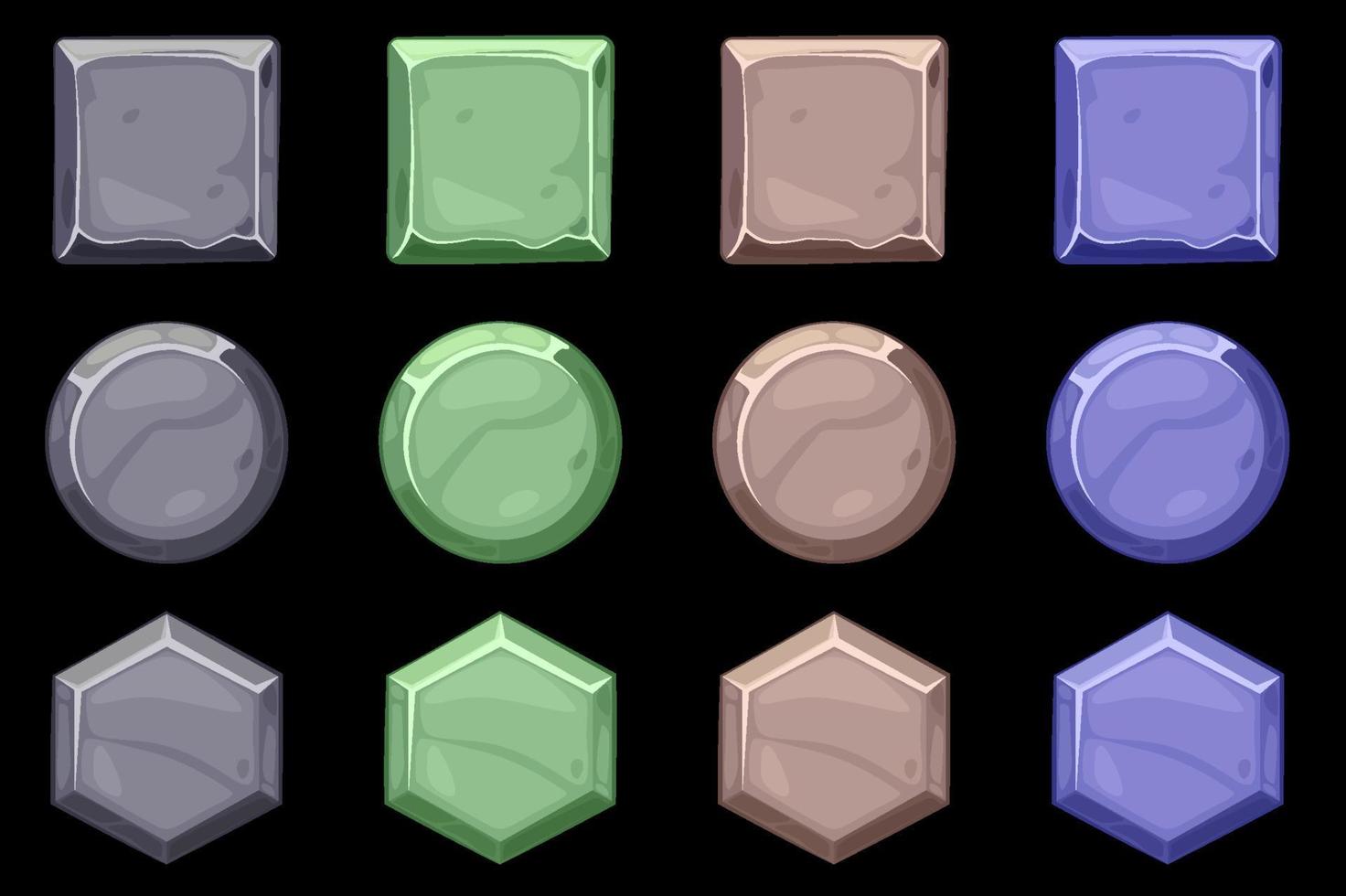 conjunto de marcos de iconos de piedra de diferentes formas. plantillas y en blanco para botones. vector