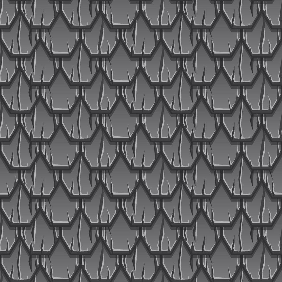 Seamless textured pattern of gray old roof. Background tiles in a row. vector