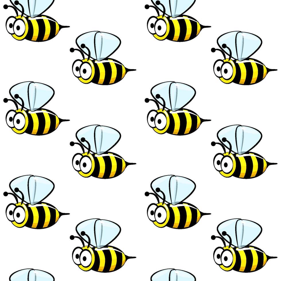 lindo patrón sin costuras de abejas sobre un fondo blanco. fondo  texturizado de abejas rayadas de dibujos animados para papel tapiz, tela.  5562629 Vector en Vecteezy