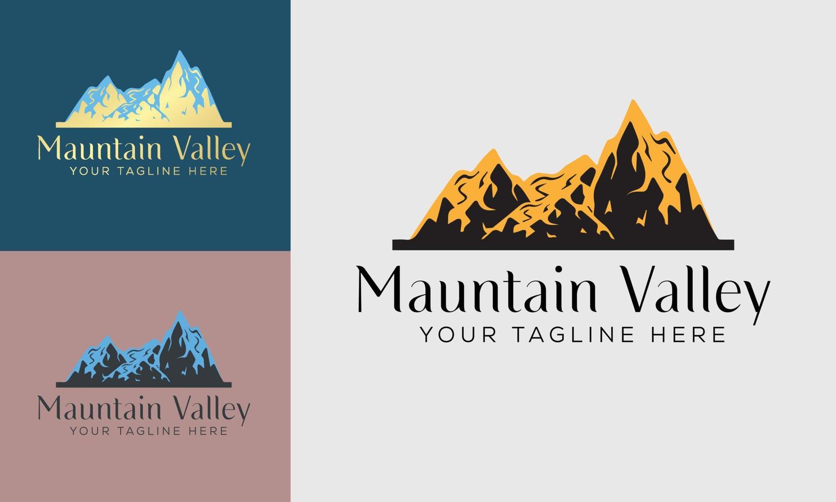 Vintage mountain vector collection, icon silhouette illustrations Free Vector