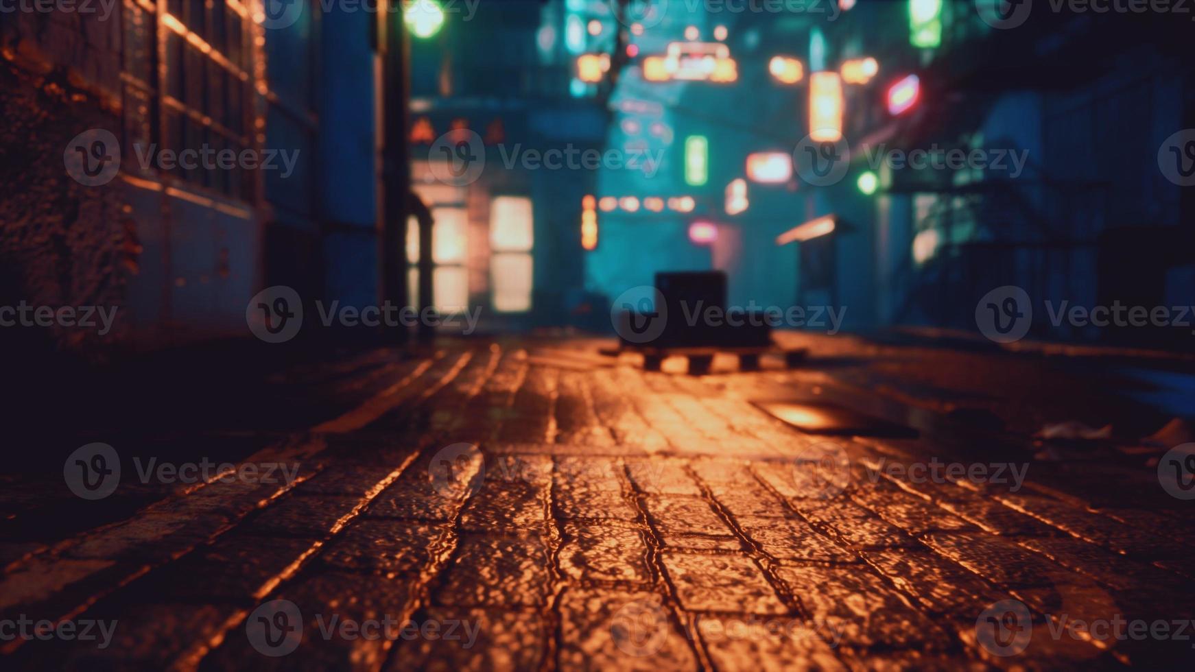 bokeh lights on night street in asia photo