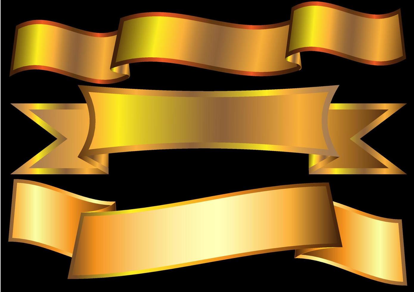 Gold ribbons set vector