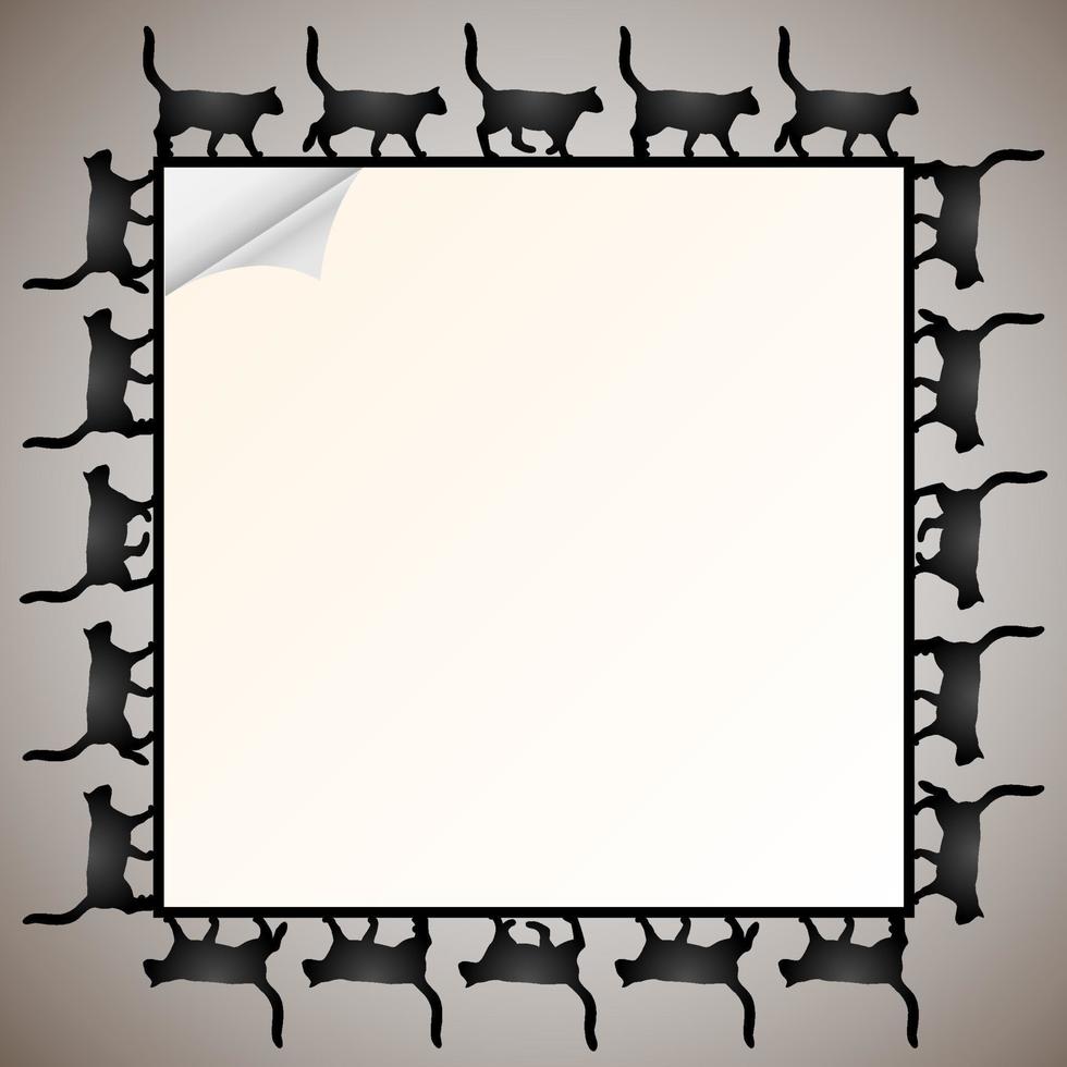 Frame with silhouette black cat vector