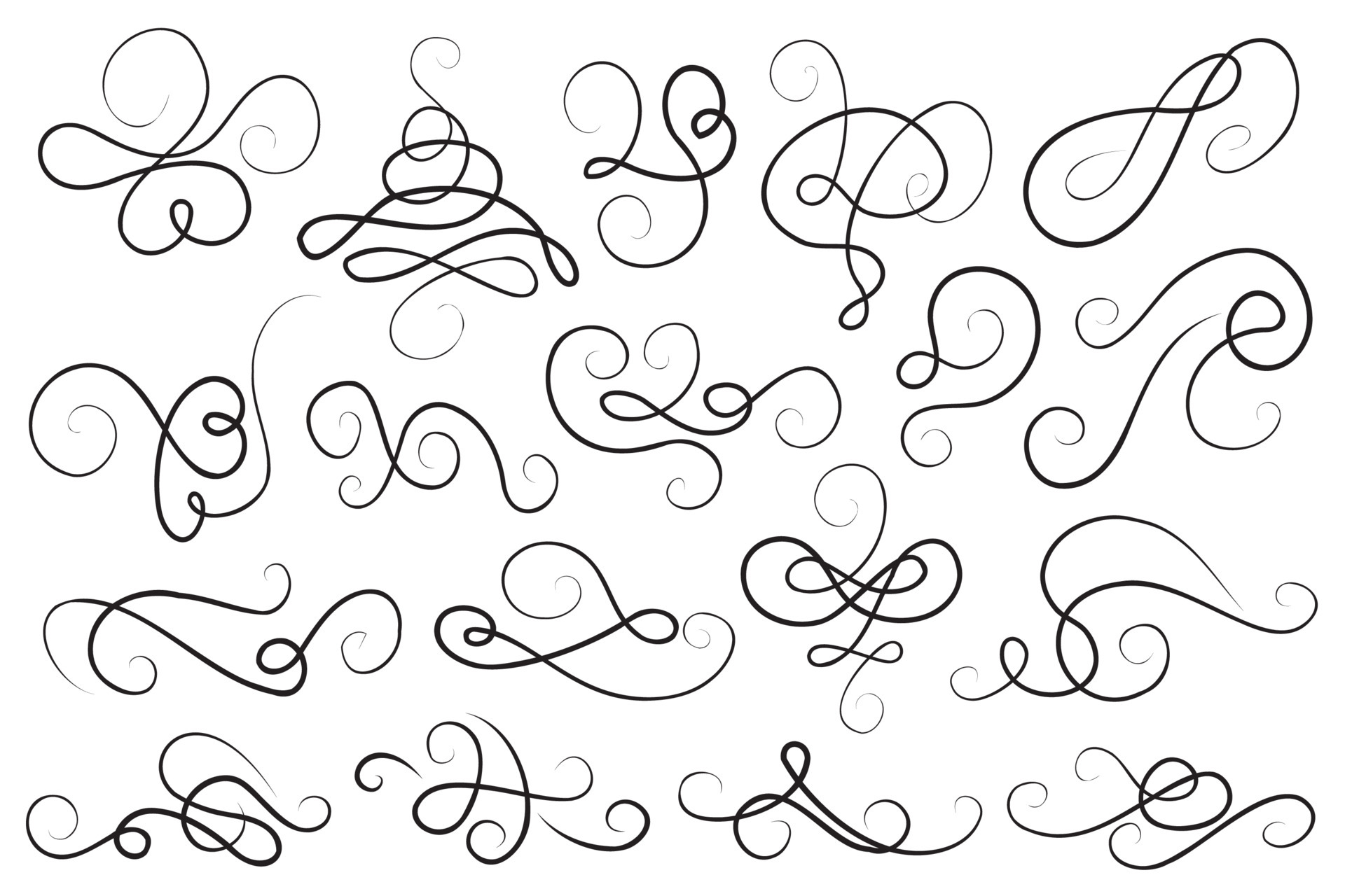 Calligraphy vector decorative design elements collection. Set of linear