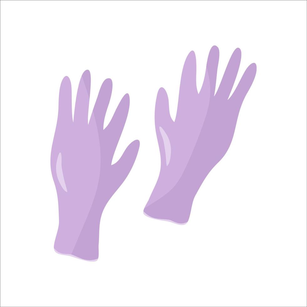 Medical gloves, latex. Lilac color. Virus protection. Vector illustration.