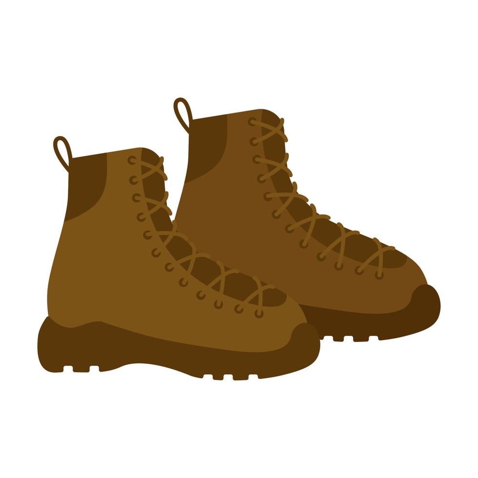 Hiking boots, comfortable walking shoes. Vector illustration isolated.