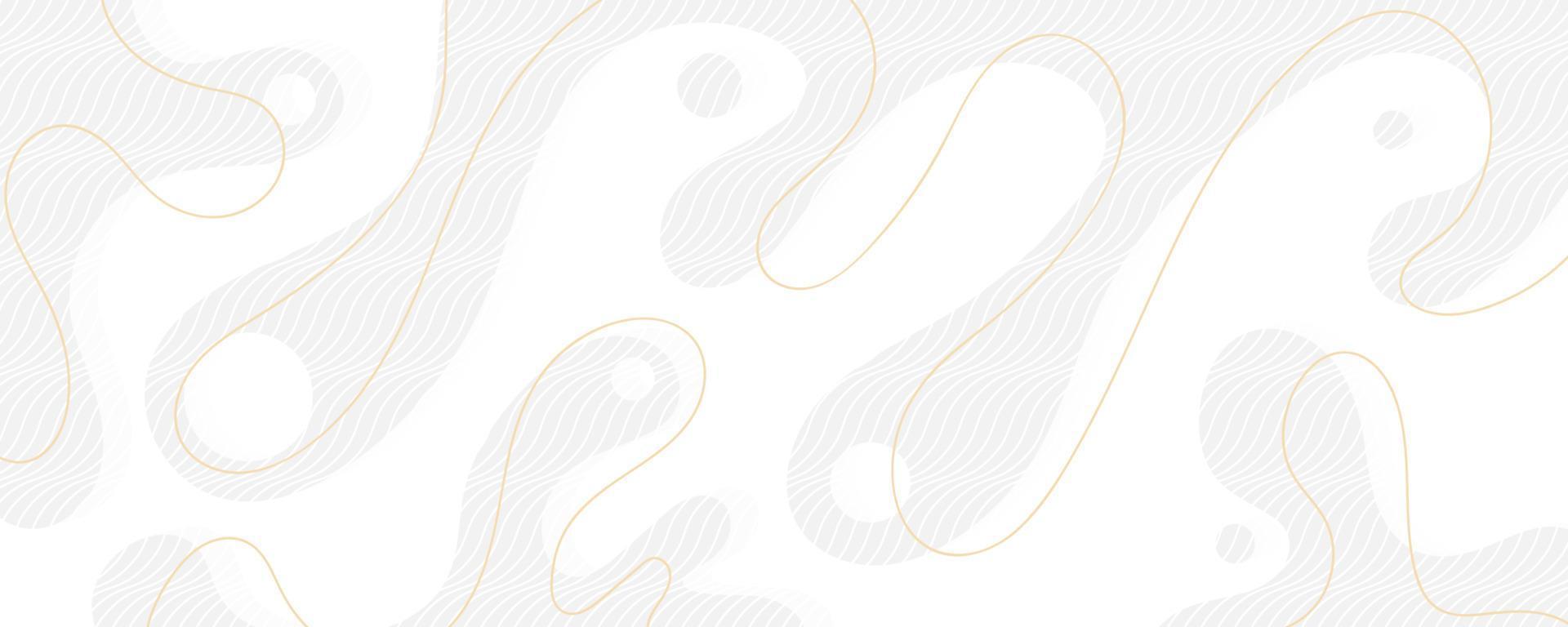 Abstract luxury white fluid design with gold line wavy style template. Liquid of wave artwork for header space background. Illustration vector