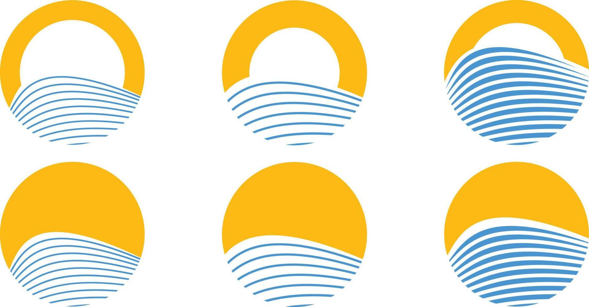 Modern ocean and sun icon vector