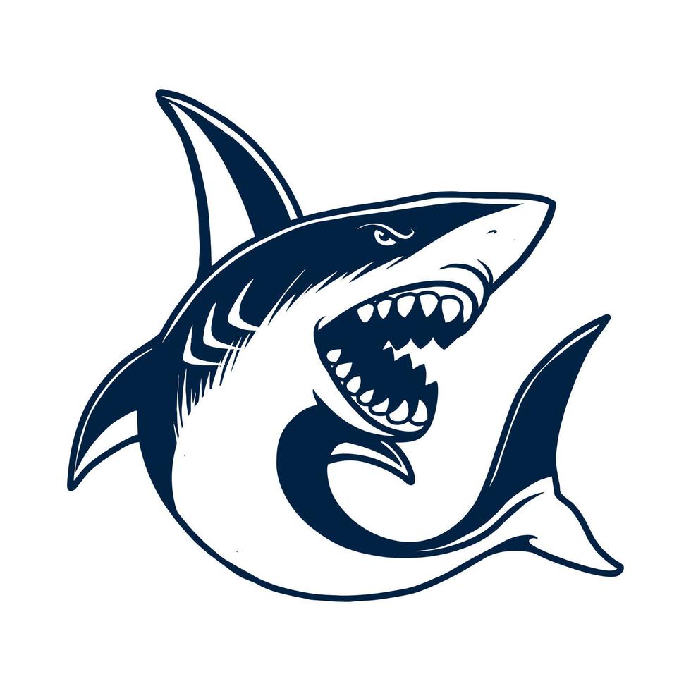 Blue Shark Fish Mascot Logo Character Vector Illustration T shirt design