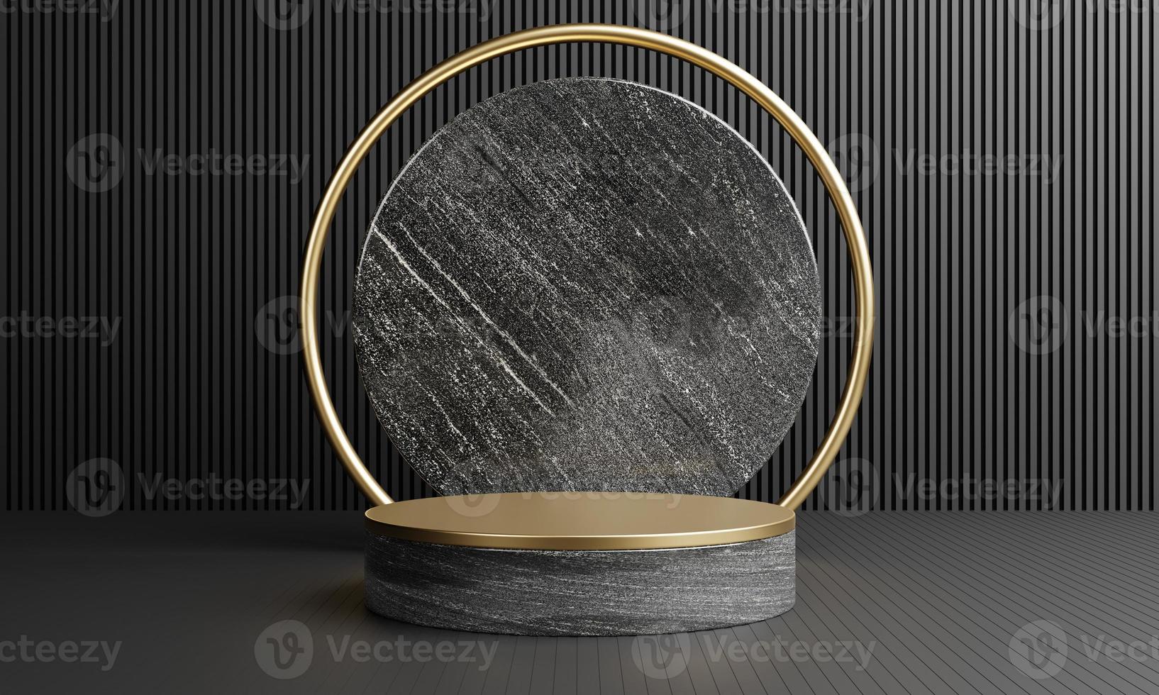 Luxury gold and white gray black marble podium for cosmetics advertising template background. Object and business mockup concept. 3D illustration rendering photo