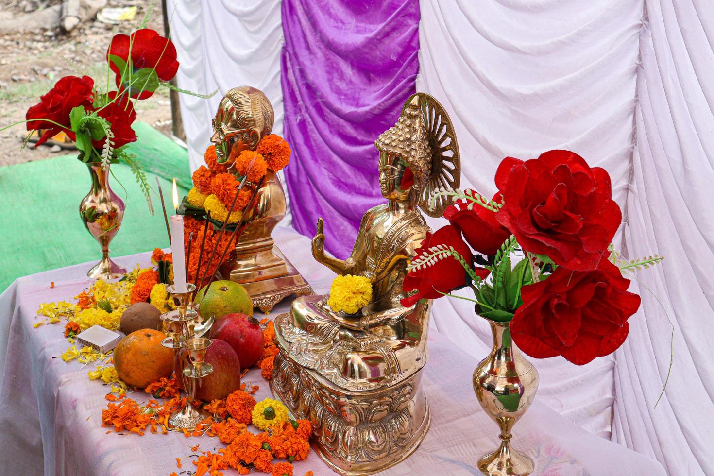 Statues of Babasaheb and Gautam Buddha photo