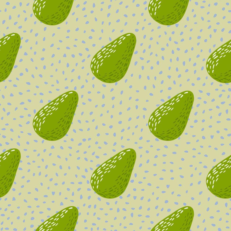 ornamento de aguacate diagonal simple patrón sin costuras. fondo pastel claro con puntos. telón de fondo simple de frutas. vector