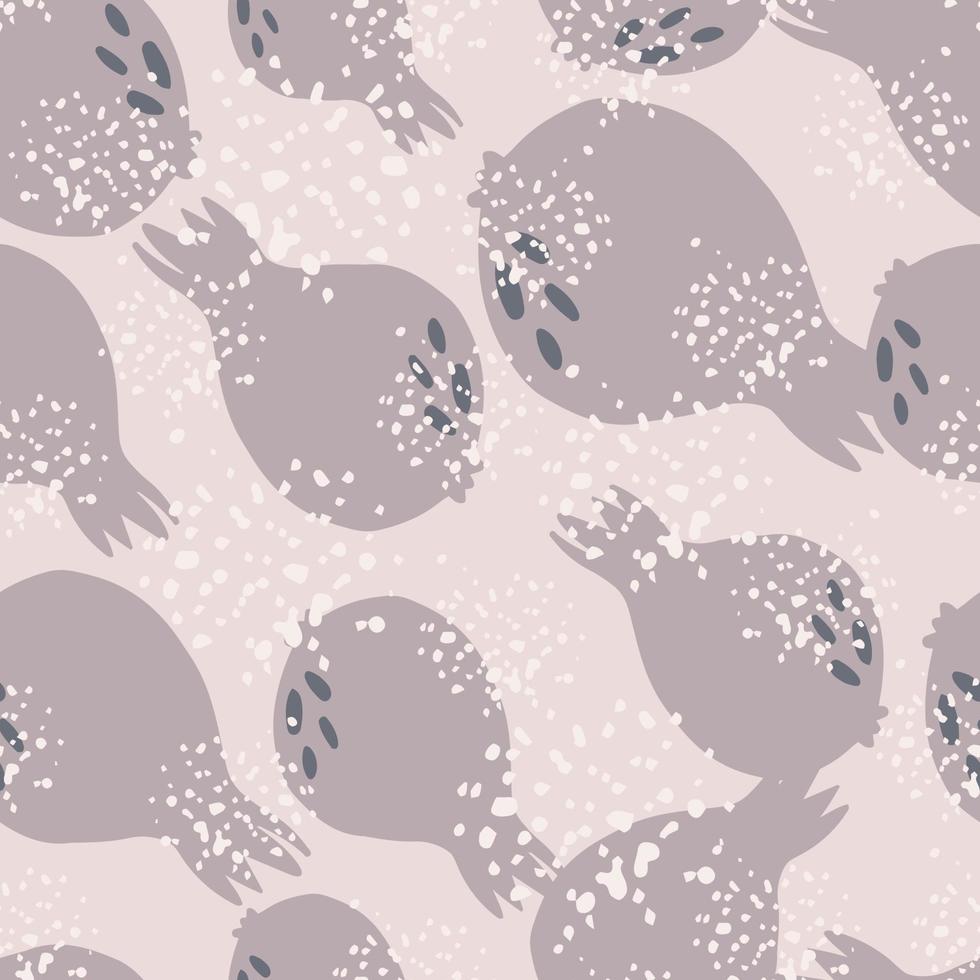 Cute pomegranate fruit seamless pattern on gray background. Garnet fruit wallpaper. vector