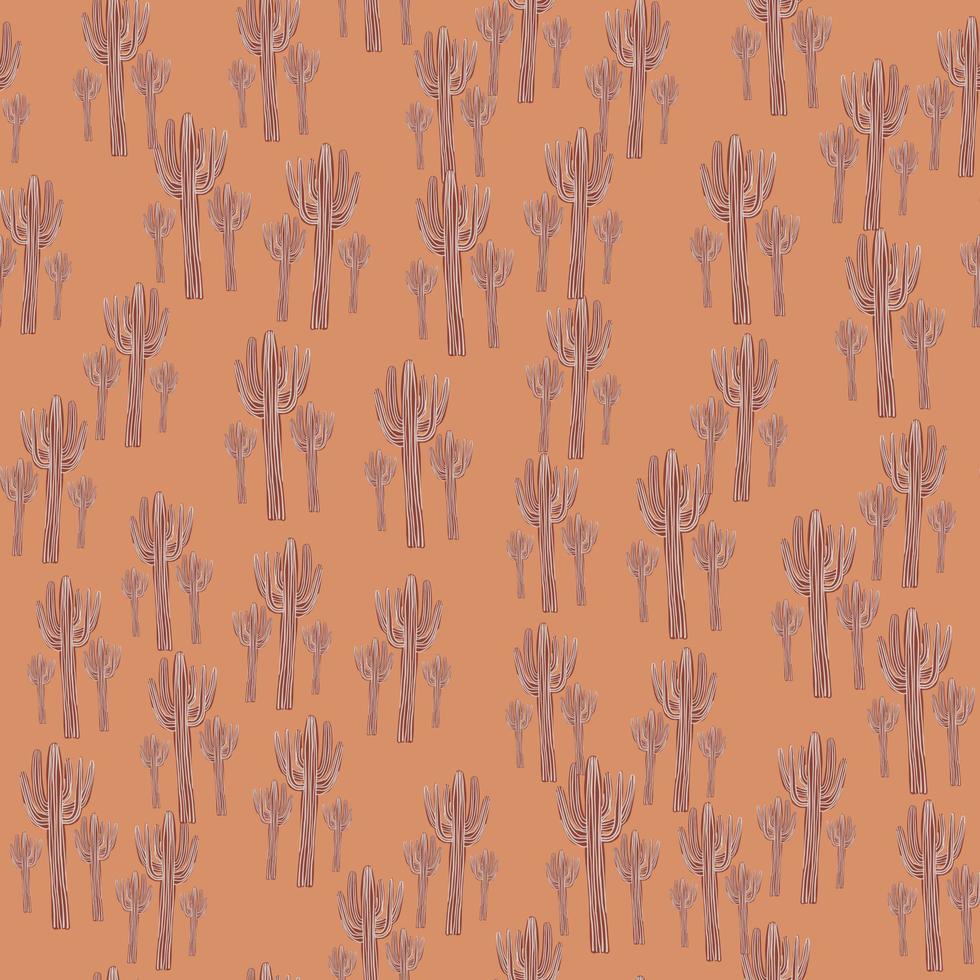 Cactus seamless pattern in doodle style. Geometric cacti wallpaper. vector