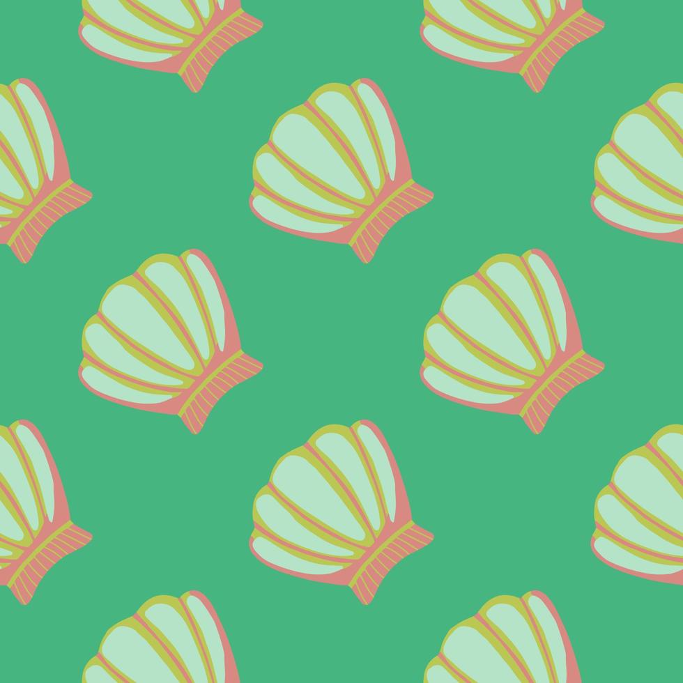 Abstract seashells seamless pattern in vintage style. Geometric sea ocean shell endless wallpaper. vector