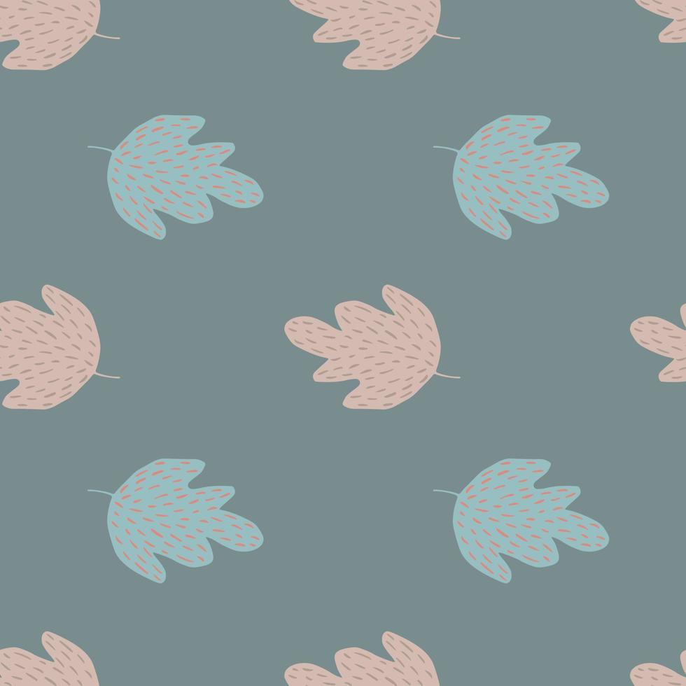 Simple oak seamless pattern on blue background. Foliage backdrop. vector