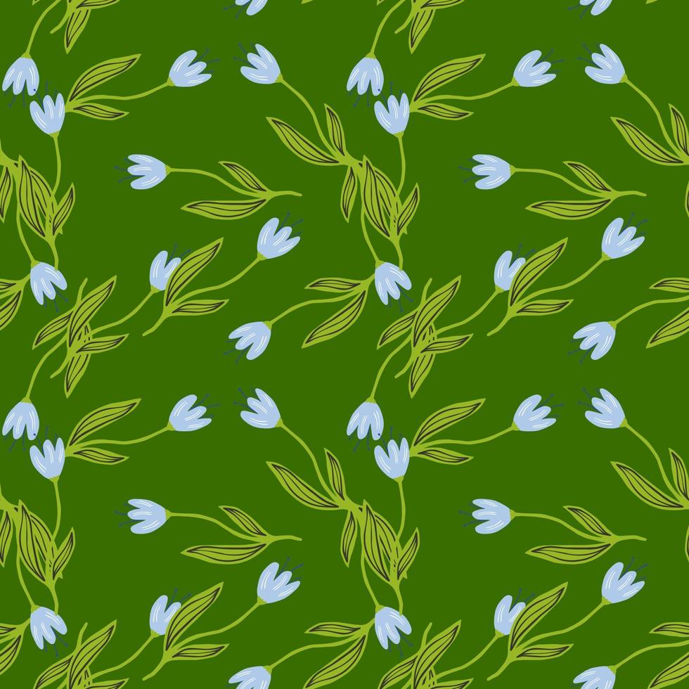 Summer tulip flower seamless pattern on green background. vector