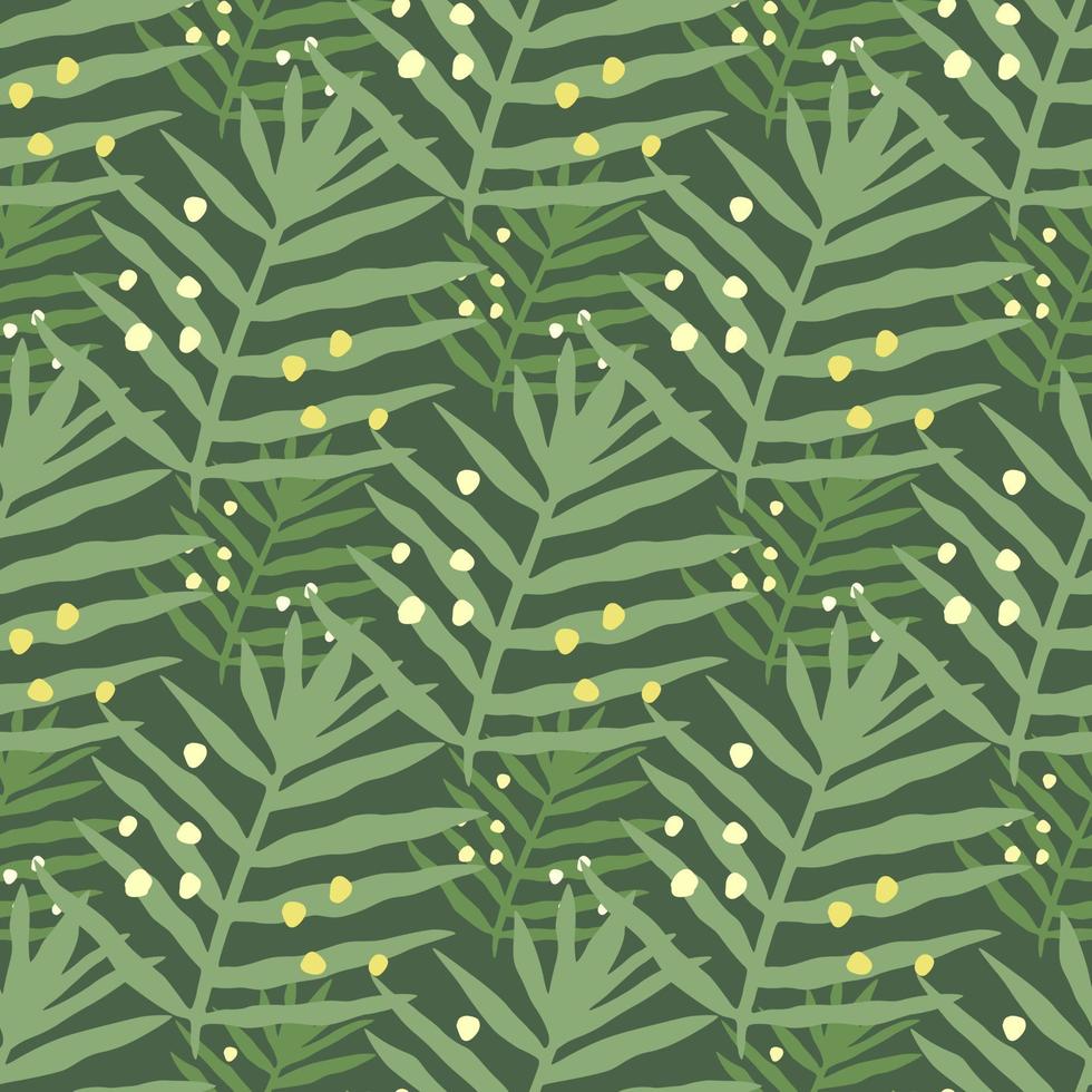 Palm leaf seamless pattern. Exotic leaves endless backfrop. Jungle foliage wallpaper. Tropical fern leaves. vector
