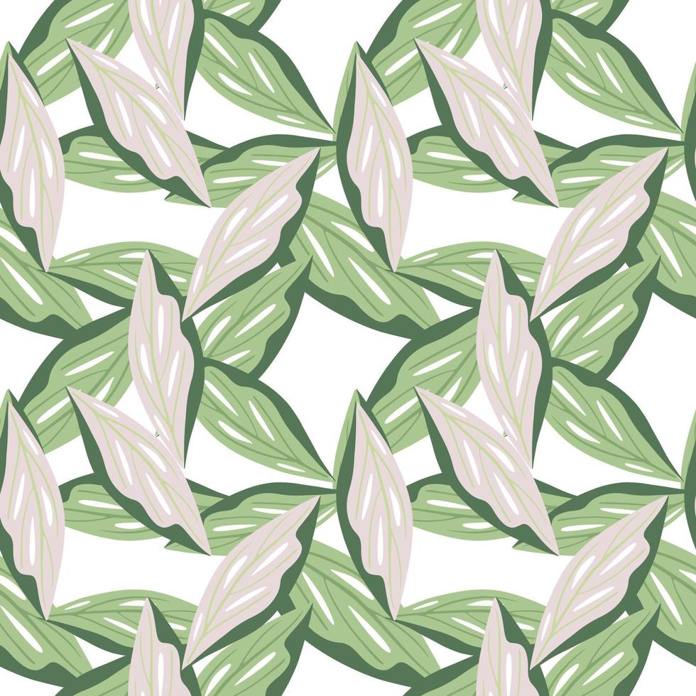 Random foliage seamless pattern with lilac and green colored leaf elements. Isolated botanic print. vector