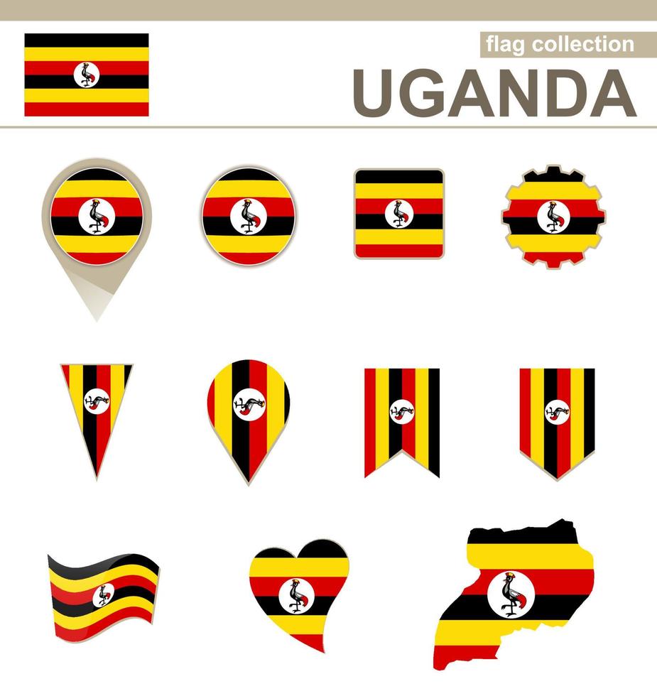 colección de banderas de uganda vector