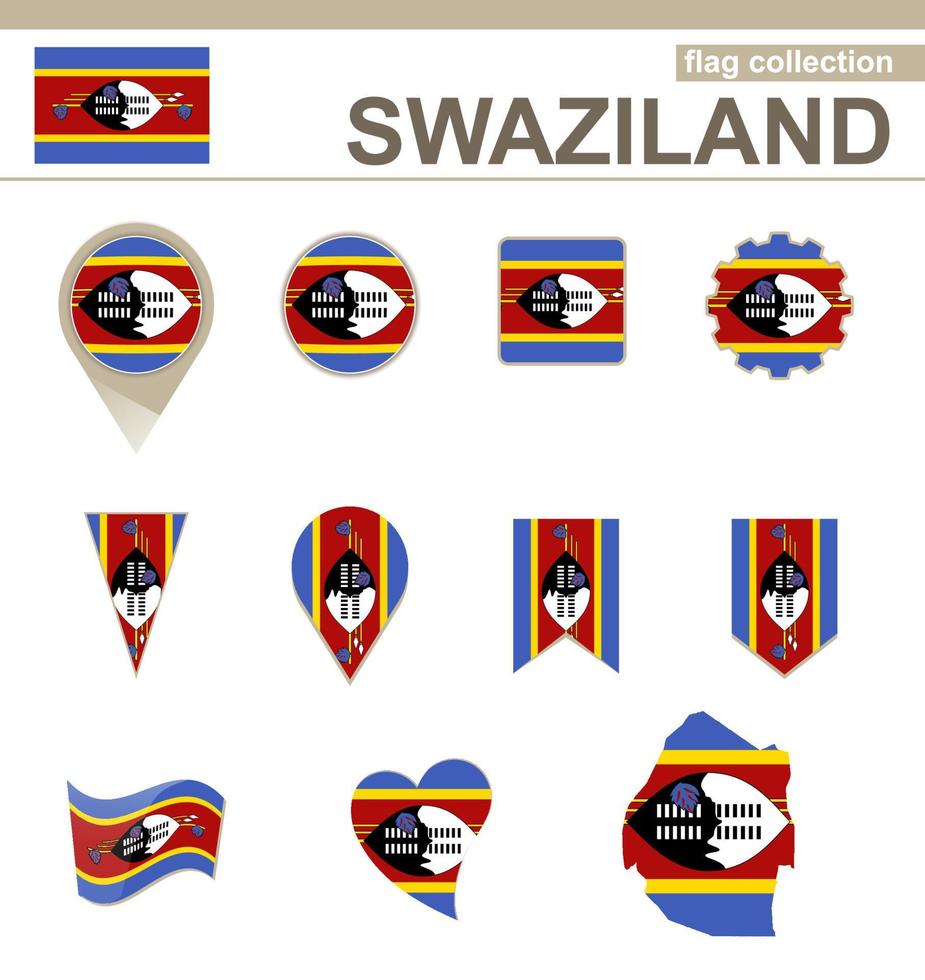 colección de banderas de swazilandia vector