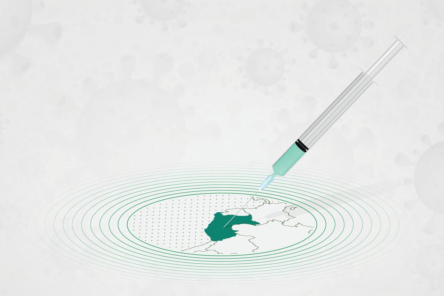 concepto de vacunación de perú, inyección de vacuna en el mapa de perú. vacuna y vacunación contra el coronavirus, covid-19. vector