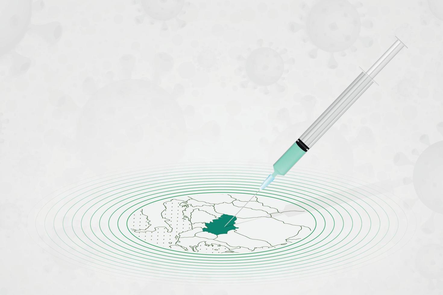 concepto de vacunación de serbia, inyección de vacuna en el mapa de serbia. vacuna y vacunación contra el coronavirus, covid-19. vector